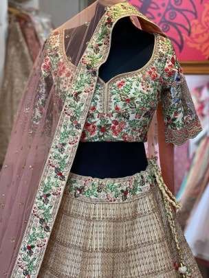 Designer Embroidered Georgette  Lehenga With 4 Meter Flair