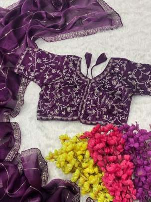 Designer Embroidery And Sequence Work Jimmy Choo Saree With Unstitch Blouse