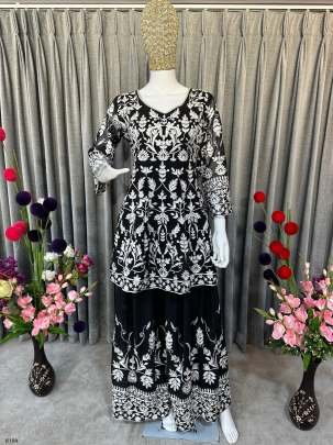 Designer Embroidery Work Faux Georgette Palazo Suits with Dupatta