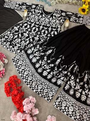 Designer Embroidery Work Faux Georgette Palazo Suits with Dupatta