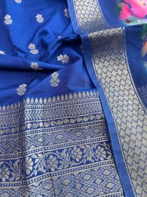 Designer Fancy Blue Kurti With Bottom And Duppata Set