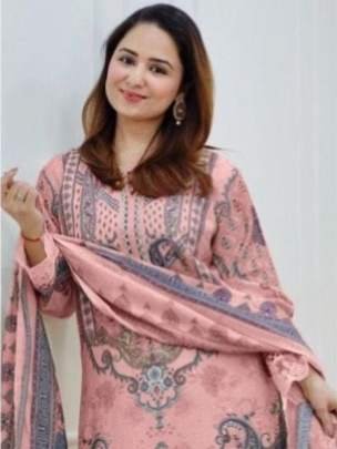 Designer fancy printed Maslin kurta set