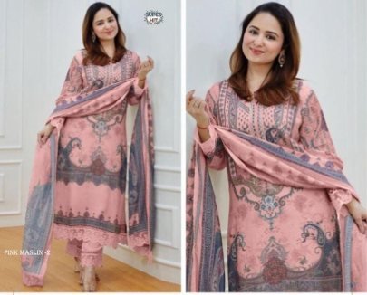 Designer fancy printed Maslin kurta set