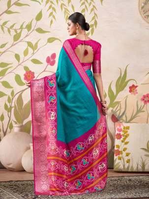 Designer  Fancy  Sky Blue Tussar Chex Patola Saree