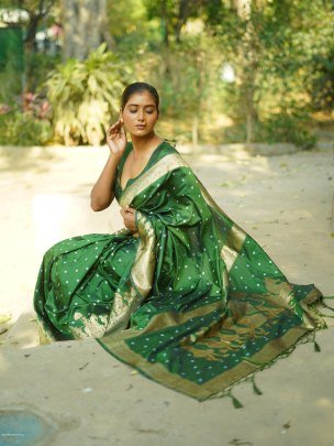 Designer fancy soft silk Hand Bandhej saree