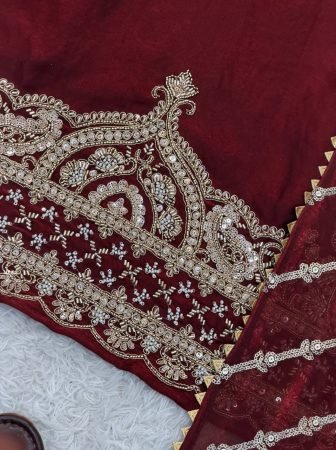 Designer Fandy Silk Beads Work Palazzo Suit Set