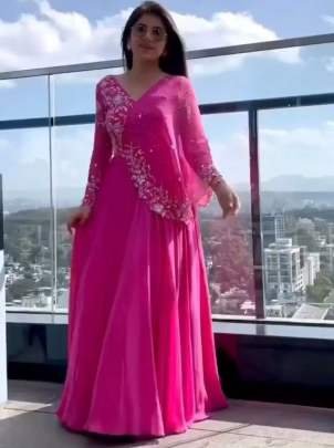 Designer Faux Georgette Pink Gown
