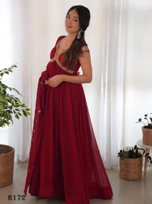 Designer Festival Wear Sleeveless Gown With Dupatta