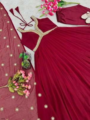 Designer Festival Wear Sleeveless Gown With Dupatta