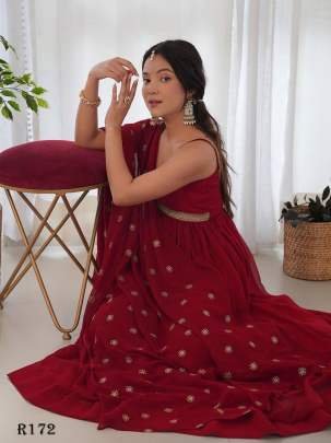 Designer Festival Wear Sleeveless Gown With Dupatta