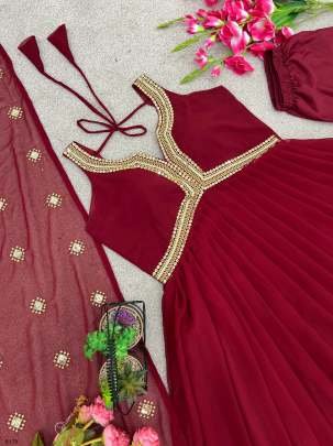 Designer Festival Wear Sleeveless Gown With Dupatta