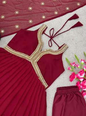 Designer Festival Wear Sleeveless Gown With Dupatta