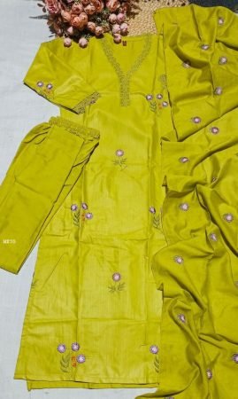 Designer Floral Embroidered A Line Kurti with Pant Set
