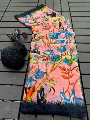Designer Flower printed causal wear saree