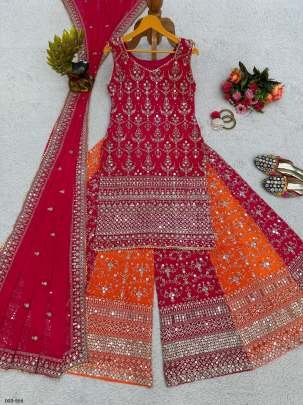 Designer Fox Georgette Palazzo Suit with Heavy Zari  Work