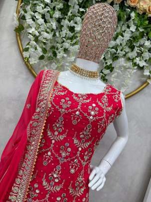 Designer Fox Georgette Palazzo Suit with Heavy Zari  Work