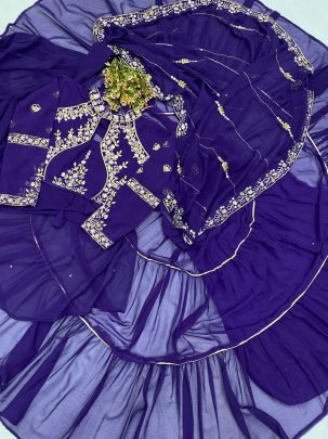 Purple Designer Georgette Ready To Wear Saree With Blouse