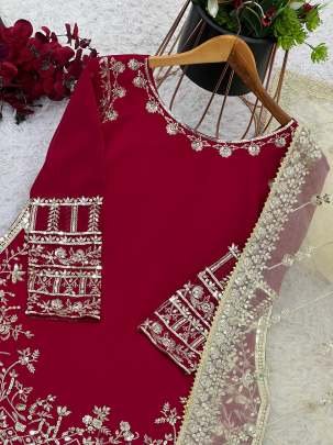 Designer Georgette Readymade Pakistani Sharara Plazzo Suits With Jimmy Choo Dupatta
