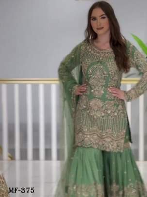 Designer Heavy Faux Georgette Sequence Sharara Suits