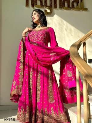 Designer Heavy Faux Georgette Pink Lehenga Choli