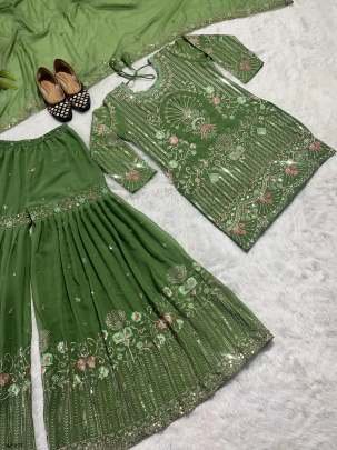 Designer Heavy Faux Georgette Sequence Sharara Suits