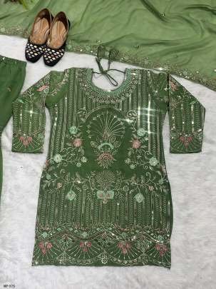 Designer Heavy Faux Georgette Sequence Sharara Suits