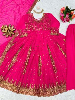 Designer Heavy Faux Georgette Pink Lehenga Choli