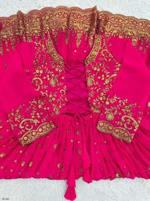 Designer Heavy Faux Georgette Pink Lehenga Choli