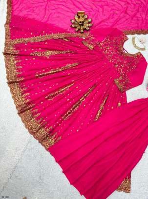 Designer Heavy Faux Georgette Pink Lehenga Choli