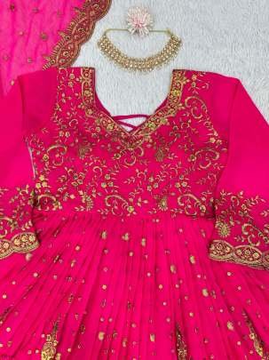 Designer Heavy Faux Georgette Pink Lehenga Choli