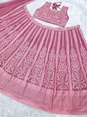 Designer Heavy Fuax Georgette Real Mirror Work Lehenga choli Set