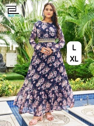 Designer Heavy Georgette Print Long Flair Gown