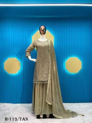 Designer Heavy Georgette Tan Color Gharara Suit