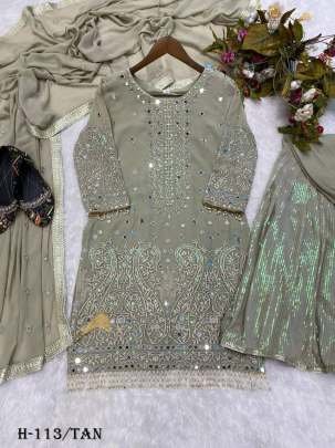 Designer Heavy Georgette Tan Color Gharara Suit