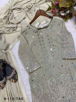 Designer Heavy Georgette Tan Color Gharara Suit