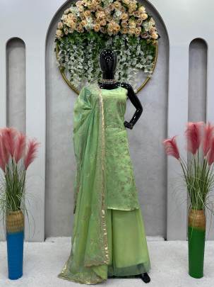 Designer Jimmy Chu Thread and Sequence Work Pista Palazzo Suit