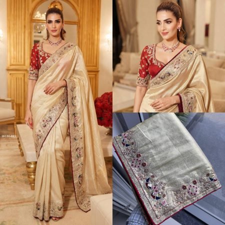 Designer Kanjivaram Silk Saree with Diamond Handwork