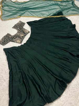 Designer Malai Satin Party Wear Lehenga Set With  Zari Work Blouse