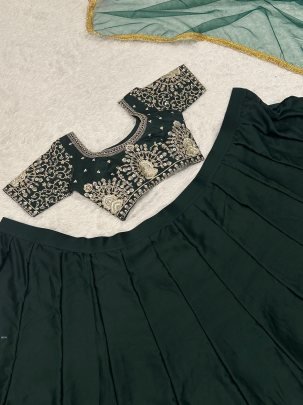 Designer Malai Satin Party Wear Lehenga Set With  Zari Work Blouse