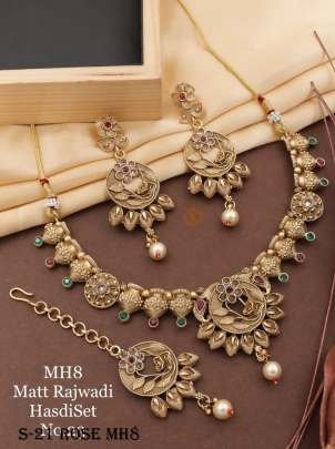 Designer Matt Rajwadi Flower With Rose Golden Hasdi Set
