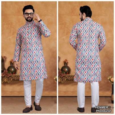 Designer Mix Color Long Kurta Pyjamas