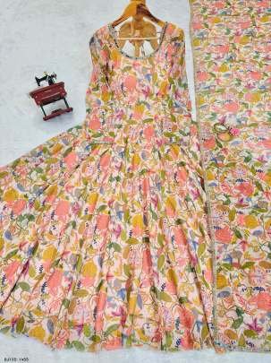 Faux Georgette Digital Print with Fancy Real Mirror work Kurti With Dupatta