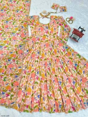 Faux Georgette Digital Print with Fancy Real Mirror work Kurti With Dupatta