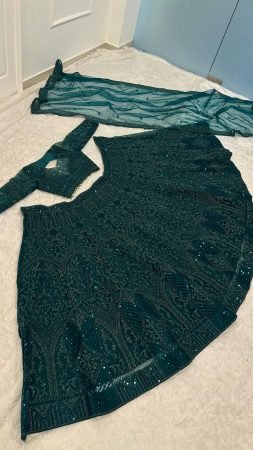 Designer Net Lehenga Choli with Sequins And Thread Work