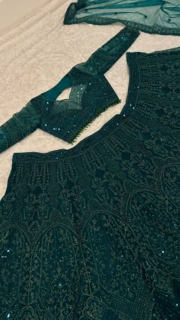 Designer Net Lehenga Choli with Sequins And Thread Work
