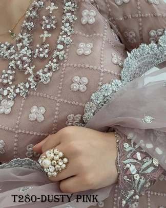 Designer Party Wear Dusty Pink Georgette Kurti Palazzo Set