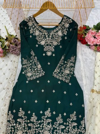 Designer Party Wear Gharara Set with Embroidered Dupatta