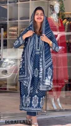 Designer Party Wear Look Pure Muslin Cotton Top Bottom and Dupatta Set