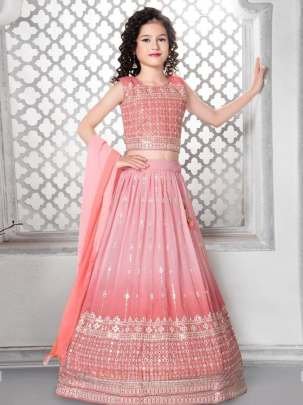 Designer Party Wear Multi Work Faux Georgette Kids Lehenga Choli With Digital Print