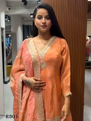 Designer Party Wear Pure Heavy Chinon Sharara Suits